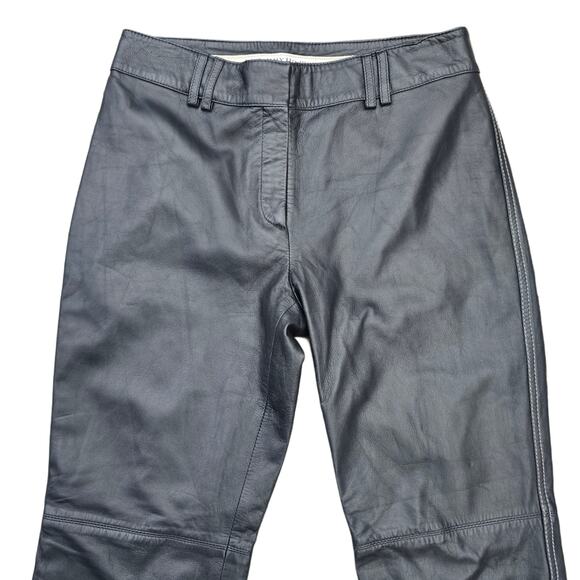 VTG Y2K Leather Pants Tommy Hilfiger Size 10 Black Straight Leg Vintage Piece - Picture 2 of 11